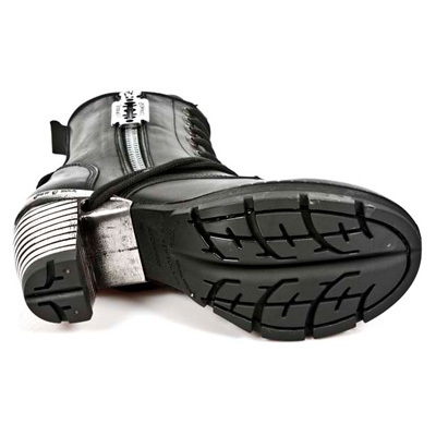M.7901 S2 Black New Rock Cowboy Boots with Silver Flame Detail M.7901 S2 Black New Rock Cowboy Boots with Silver Flame Detail